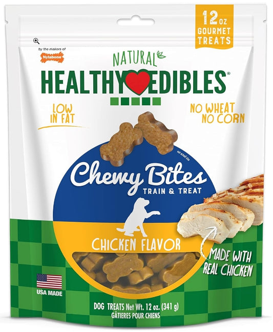 12 oz Nylabone Natural Healthy Edibles Chicken Chewy Bites Dog Treats