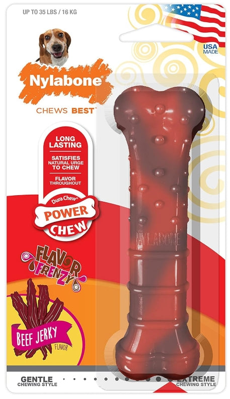 1 count Nylabone Power Chew Flavor Frenzy Chew Beef Jerky Flavor Wolf