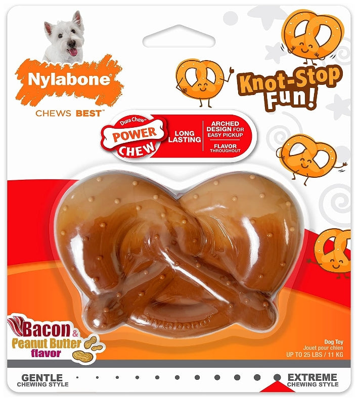 1 count Nylabone Power Chew Knot-Stop Fun Chew Bacon and Peanut Butter Small/Regular