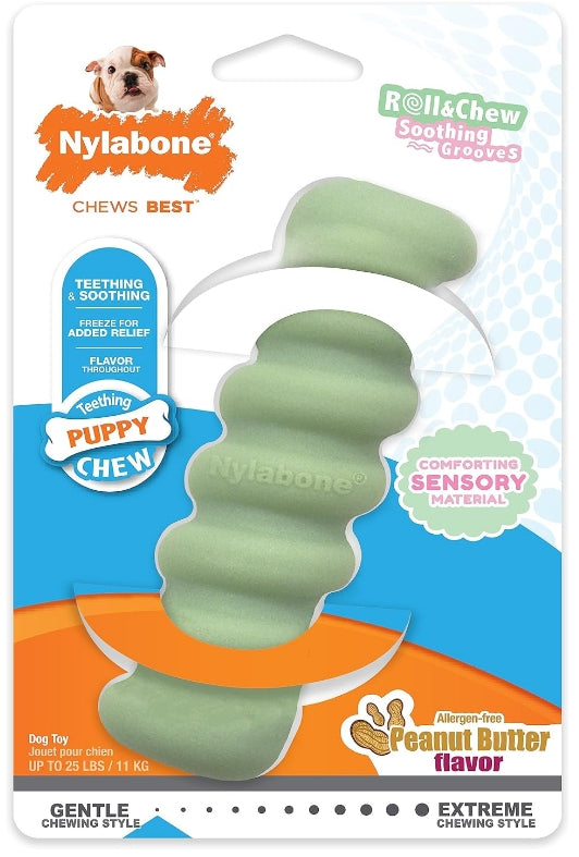 1 count Nylabone Puppy Sensory Material Roll and Chew Stick Peanut Butter Flavor