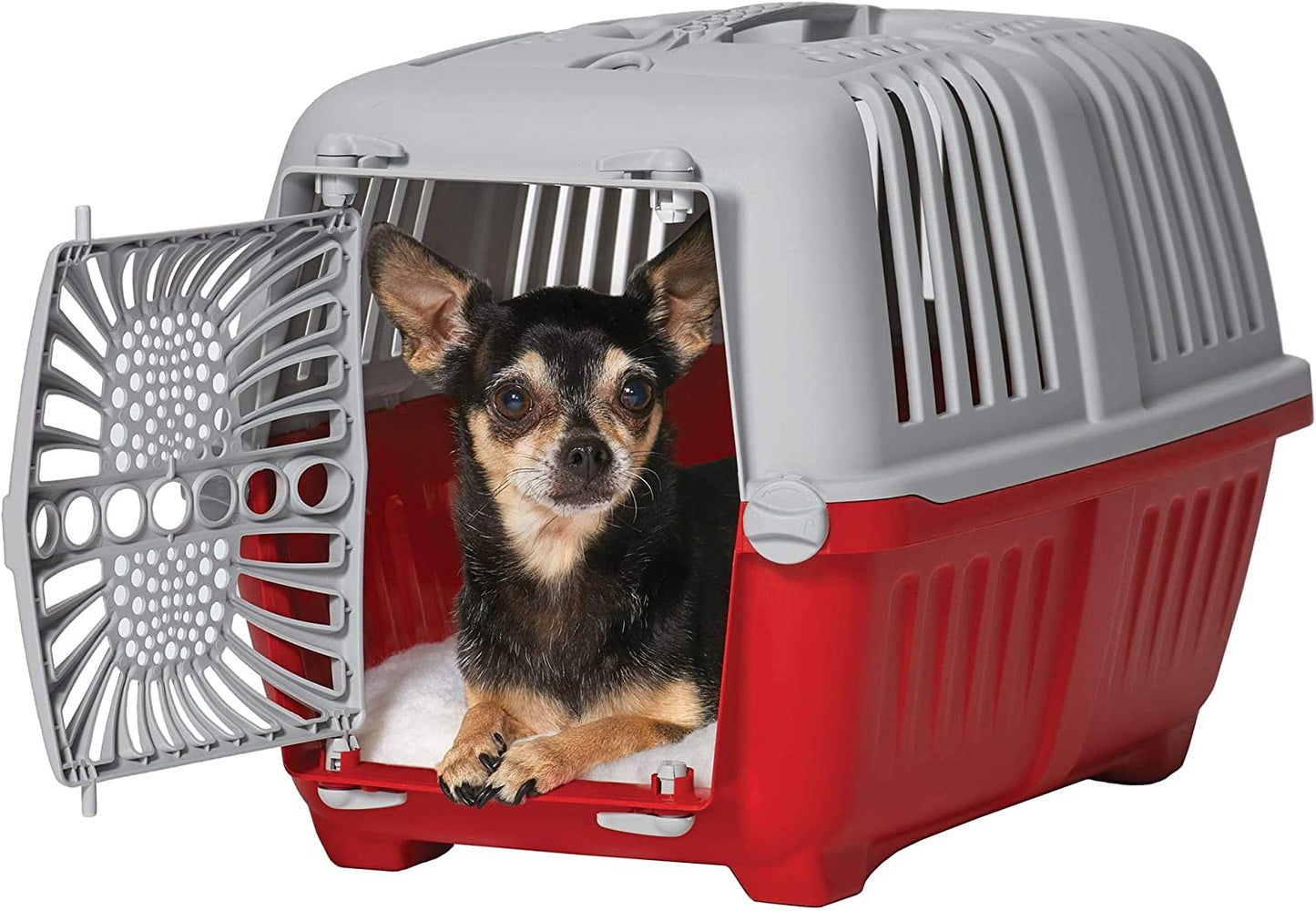 X-Small - 1 count MidWest Spree Plastic Door Travel Carrier Red Pet Kennel