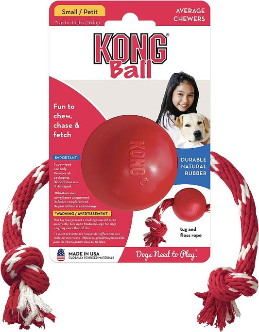 1 count KONG Ball With Rope Dog Toy Small