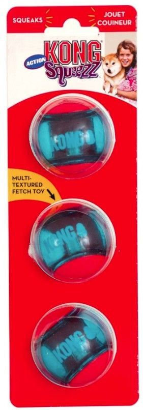 Medium - 3 count KONG Squeezz Action Ball Red