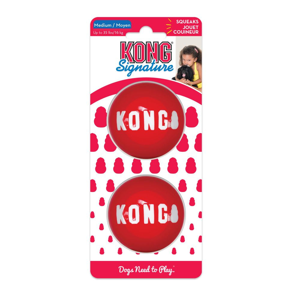 2 count KONG Signature Ball Dog Toy Medium