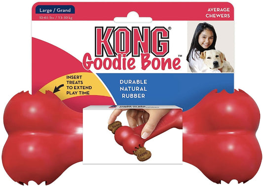 Large - 1 count KONG Goodie Bone Durable Rubber Dog Chew Toy Red