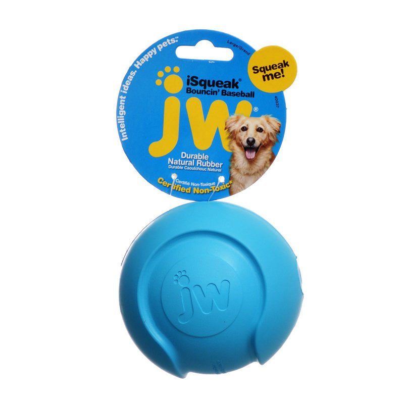 Large - 1 count JW Pet iSqueak Bouncin Baseball Assorted Colors