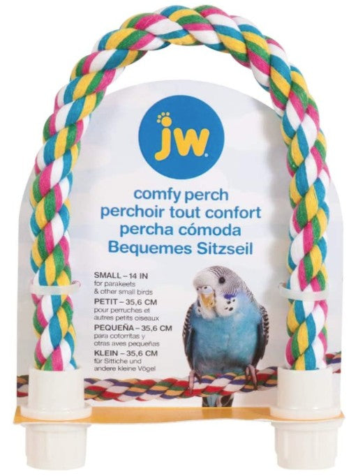 Small - 1 count JW Pet Flexible Multi-Color Comfy Rope Perch 14" Long for Birds