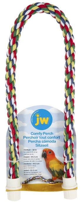 Medium - 1 count JW Pet Flexible Multi-Color Comfy Rope Perch 32" Long for Birds