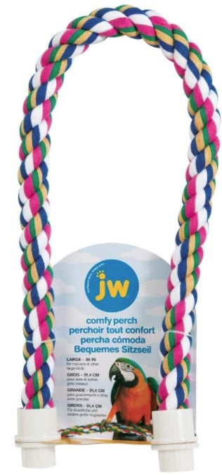 Large - 1 count JW Pet Flexible Multi-Color Comfy Rope Perch 36" Long for Birds