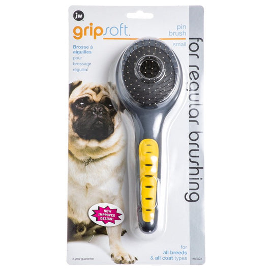 Small - 1 count JW Pet GripSoft Pin Brush for Regular Brushing