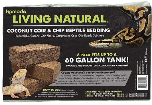 1 count Komodo Living Natural Coconut Coir and Chip Brick Bundle