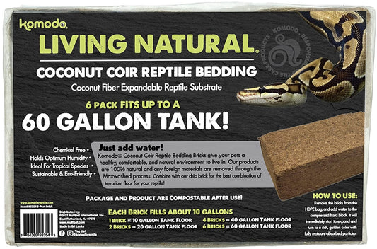 3 count Komodo Living Natural Coconut Coir Reptile Bedding Brick