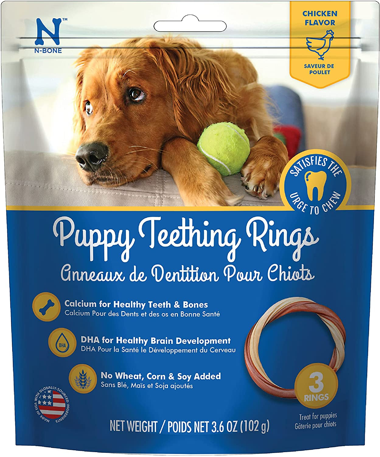 3 count N-Bone Puppy Teething Ring Chicken Flavor