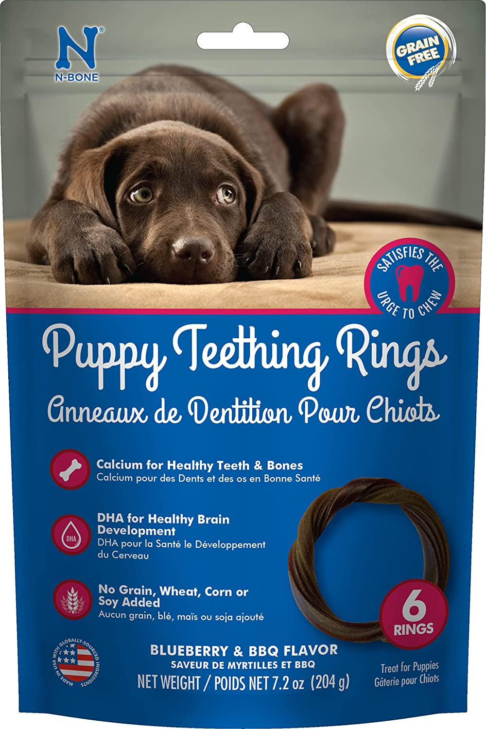 6 count N-Bone Puppy Teething Ring Blueberry and BBQ Flavor