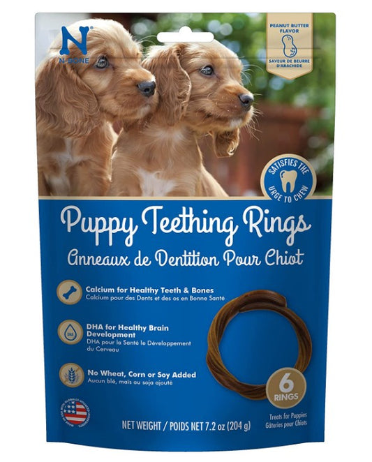 6 count N-Bone Puppy Teething Rings Peanut Butter Flavor