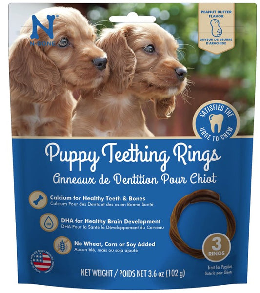 3 count N-Bone Puppy Teething Rings Peanut Butter Flavor