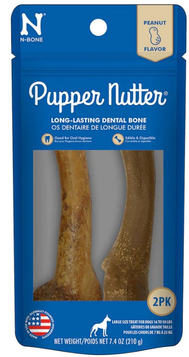 2 count N-Bone Pupper Nutter Chew Peanut Butter Large