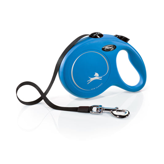 Large - 16' long Flexi New Classic Retractable Tape Leash Blue