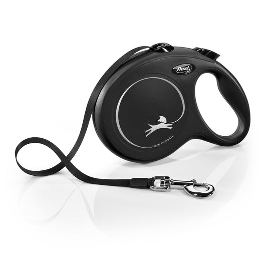 Large - 16' long Flexi New Classic Retractable Tape Leash Black