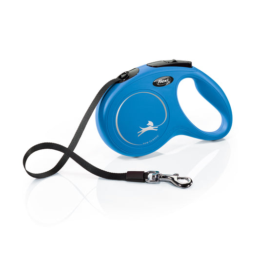 Medium - 16' long Flexi New Classic Retractable Tape Leash Blue