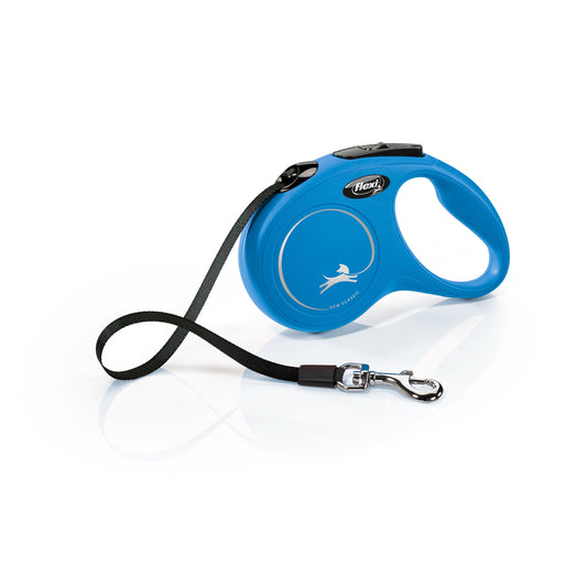 Small - 16' long Flexi New Classic Retractable Tape Leash Blue