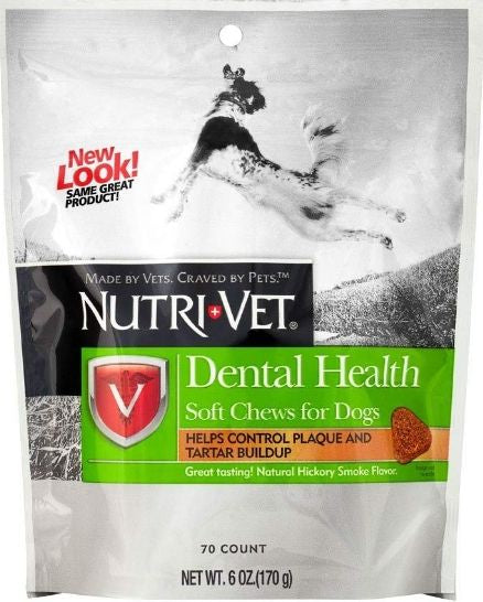 6 oz Nutri-Vet Dental Health Soft Chews for Dogs Helps Control Plaque and Tartar Buildup