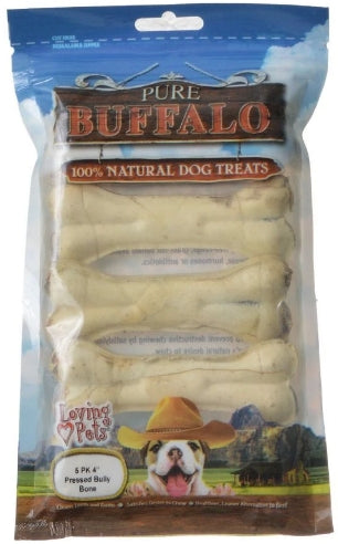 5 count Loving Pets Pure Buffalo Pressed Bully Bones Small