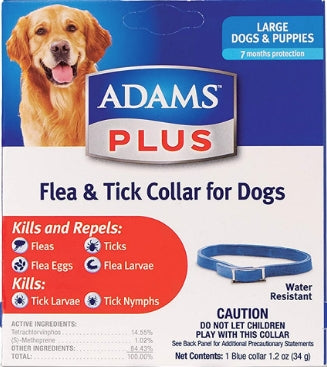 1 count Adams Plus Flea and Tick Collar for Dogs and Puppies Blue Large