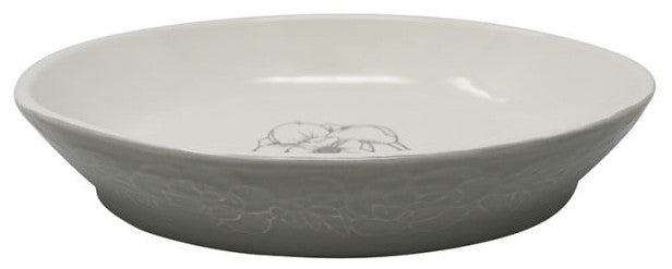 1 count Pioneer Pet Ceramic Oval Magnolia Food or Water Bowl for Pets