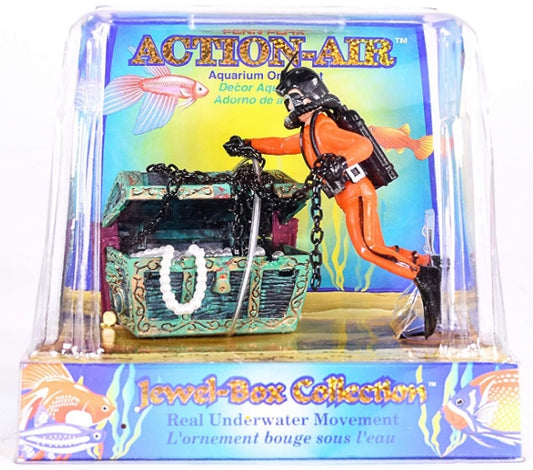 1 count Penn Plax Action Air Treasure Diver Aquarium Ornament