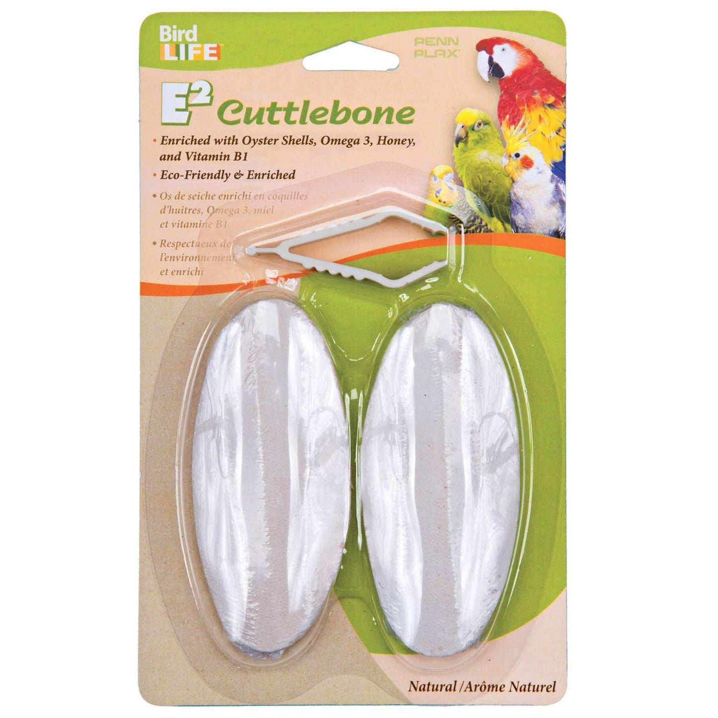 2 count Penn Plax Bird Life E2 Natural Cuttlebone