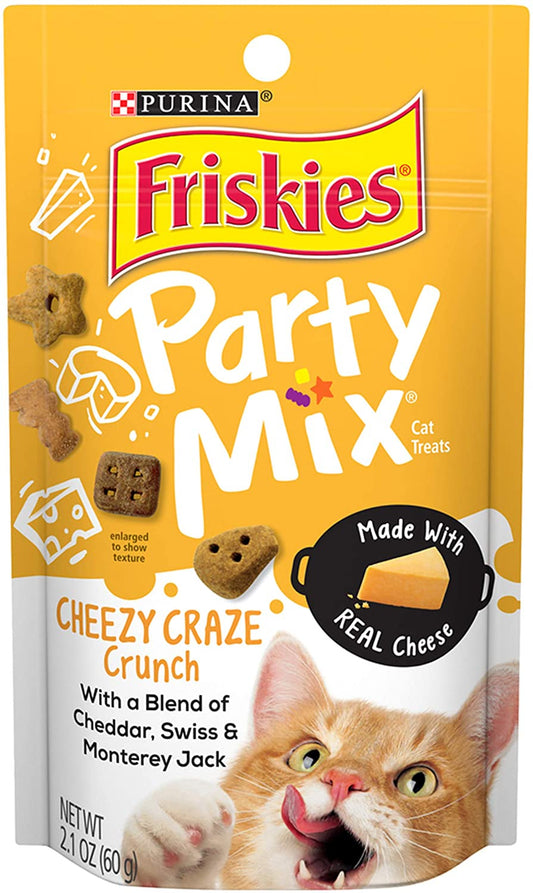 2.1 oz Friskies Party Mix Cheezy Craze Crunch with a Blend of Cheddar, Swiss and Monterey Jack Cat Treats