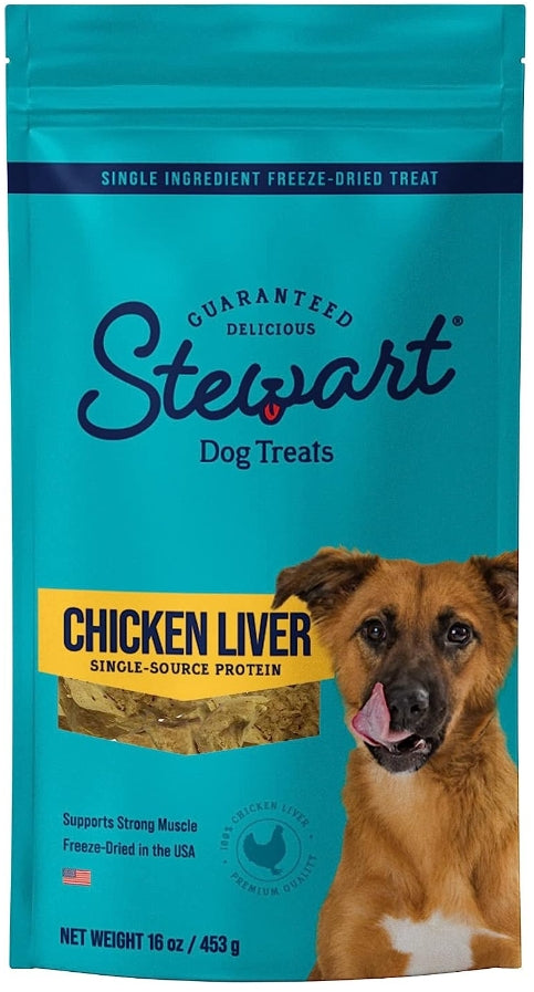 16 oz Stewart Chicken Liver Freeze Dried Dog Training Treats