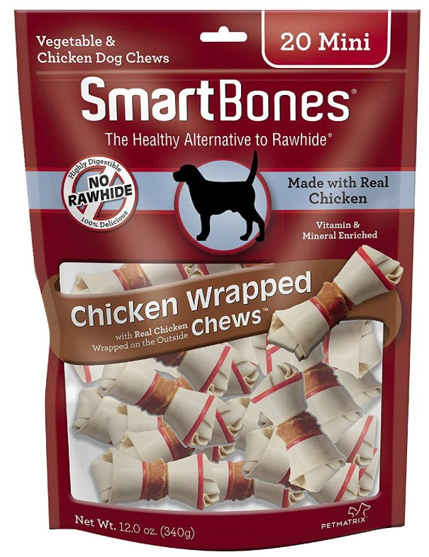 20 count SmartBones Vegetable and Chicken Wrapped Rawhide Free Dog Bone