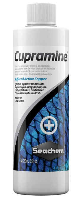 8.5 oz Seachem Cupramine Buffered Active Copper Effective Against External Parasites in Aquariums