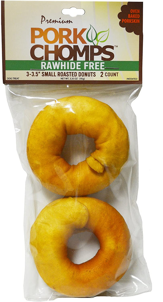 2 count Pork Chomps Roasted Donuts 3" Dog Treat