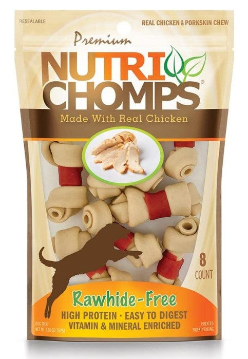 8 count Pork Chomps Premium Nutri Chomps Chicken Wrapped Knots Mini