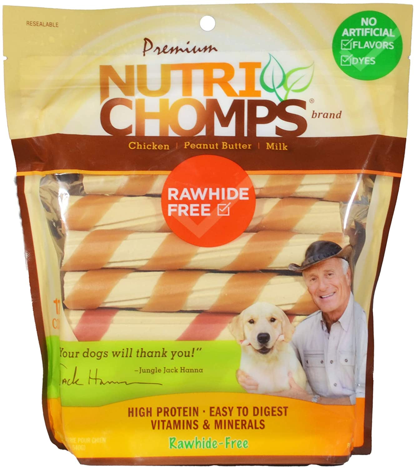 12 count Nutri Chomps Wrapped Twist Dog Treat Assorted Flavors