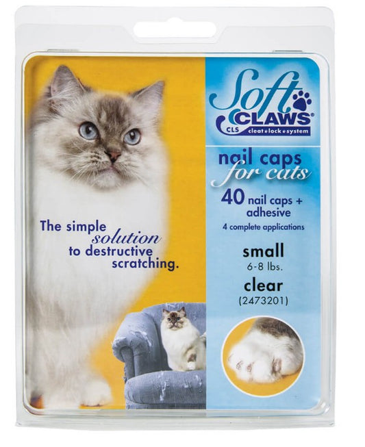 Small - 40 count Soft Claws Nail Caps for Cats Clear