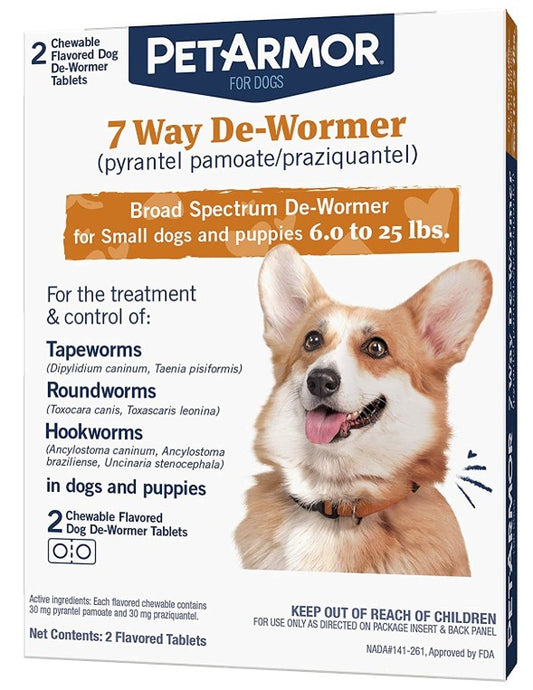 2 count PetArmor 7 Way De-Wormer for Small Dogs and Puppies 6-25 Pounds