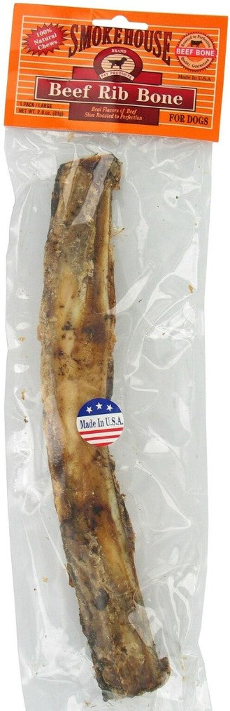 1 count Smokehouse Beef Rib Bone Natural 12" Long Dog Treat