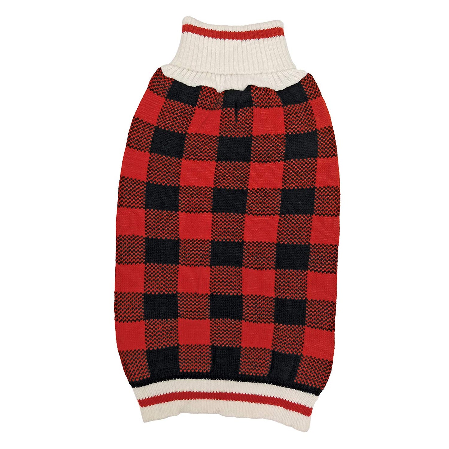 Medium - 1 count Fashion Pet Plaid Dog Sweater Red