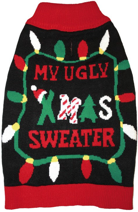 Medium - 1 count Fashion Pet Black Ugly XMAS Dog Sweater