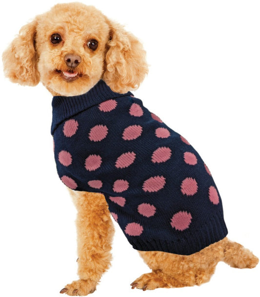 Medium - 1 count Fashion Pet Contrast Dot Dog Sweater Pink