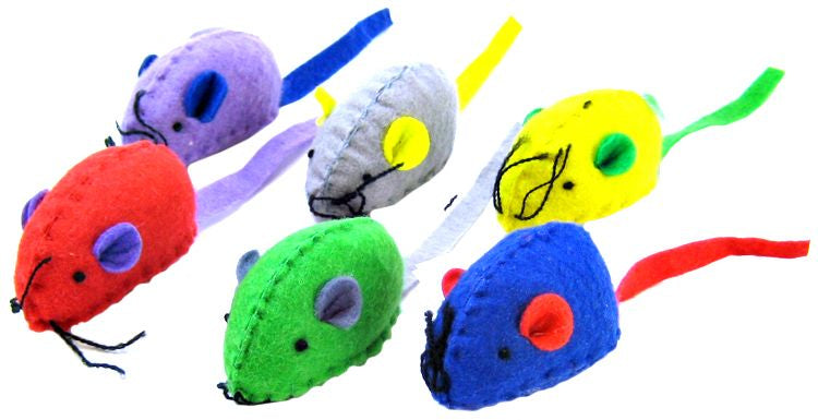 6 count Spot Felt Mice with Catnip Cat Toy