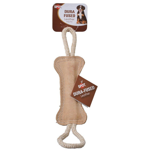 1 count Spot Dura Fused Leather Bone Tug Dog Toy