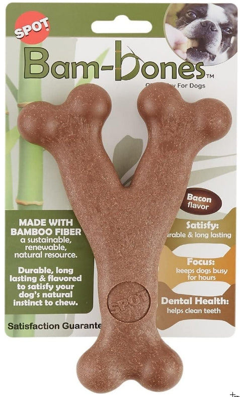 1 count Spot Bambone Wish Bone Bacon Dog Treat Large