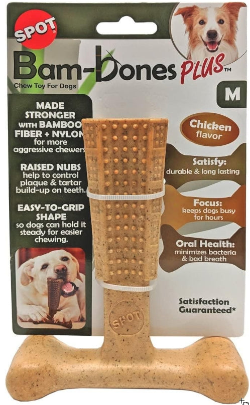 1 count Spot Bambone Plus Chicken Dog Chew Toy Medium