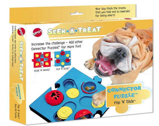 1 count Spot Seek-A-Treat Flip 'N Slide Connector Puzzle Interactive Dog Treat and Toy Puzzle