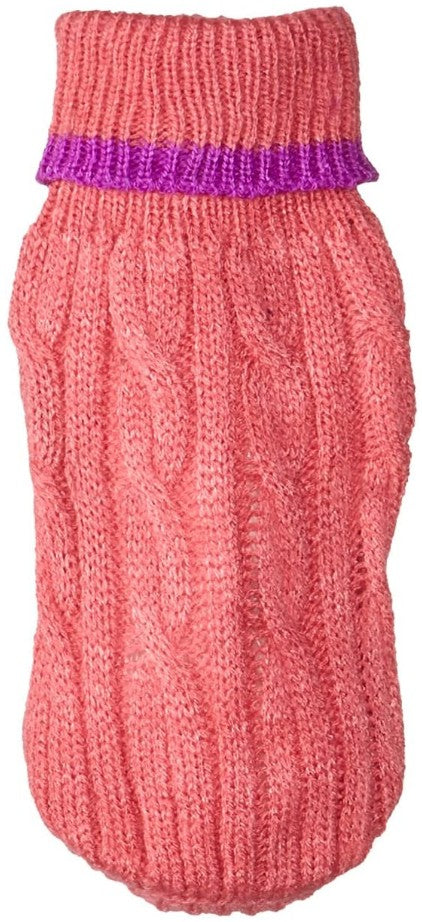 XXX-Small - 1 count Fashion Pet Classic Cable Knit Dog Sweaters Pink